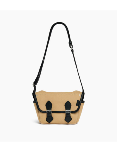 Petit sac bandoulière Solveig en toile coton et cuir lisse