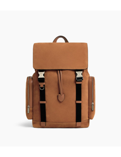 Sac à dos à rabat Maurice en cuir nubuck grainé