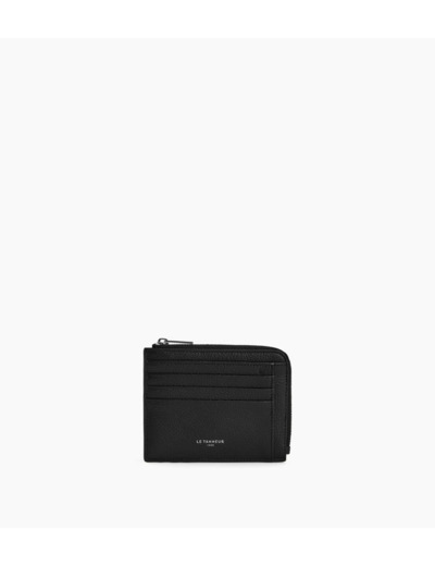 Porte cartes zip en L Emile en cuir grainé
