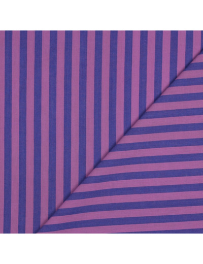 Poppy - Tissu Fil à Fil Rayures Violet/ Rose