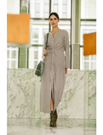 Fibre Mood - Tissu Popeline de Coton "Milena" Imprimé Rayures Kaki