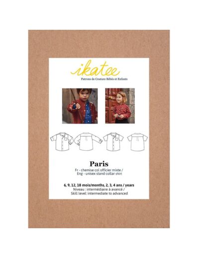 Ikatee – Patron Enfant Chemise Mixte "Paris" de 6 mois à 4 ans