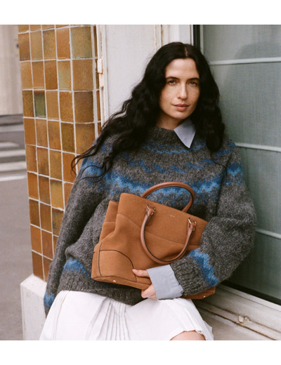 Grand sac à main Romy en cuir nubuck grainé