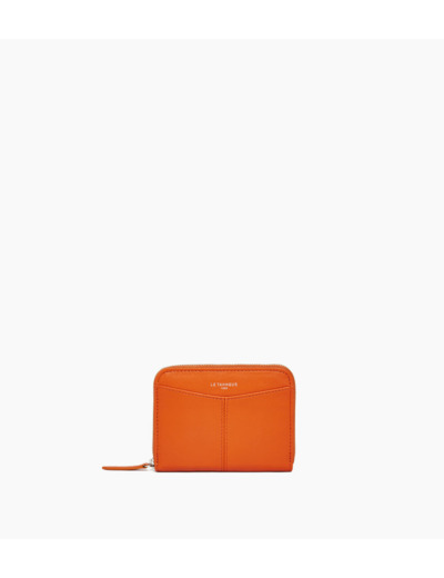 Porte monnaie zippé avec porte cartes amovible Charlotte en cuir lisse
