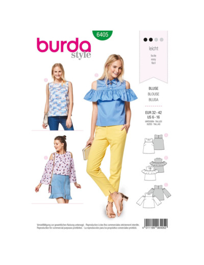 Burda Style – Patron Femme Top avec Empiècement n°6405 du 34 au 44