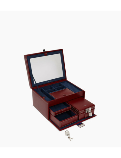 Grande boîte à bijoux en cuir