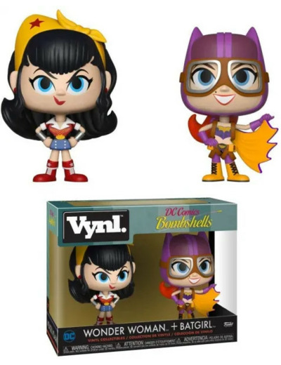 figurines pack 2 DC Bombshells  Vnyl. Wonder Woman + Batgirl 10 cm
