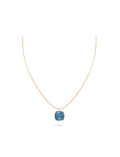 Collier Cesare Pompanon Poppy Blue en or rose et topaze bleu london