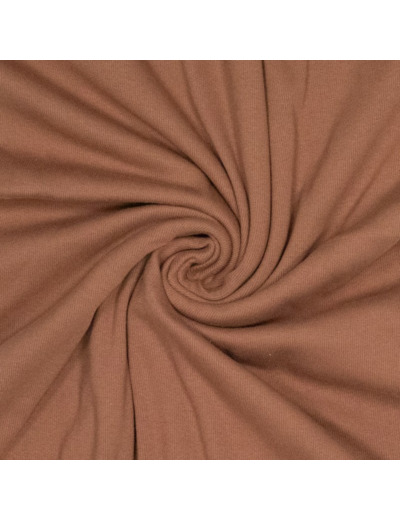 Fibre Mood - Tissu Jersey Bord-Cotes Uni Couleur Mocha Mousse