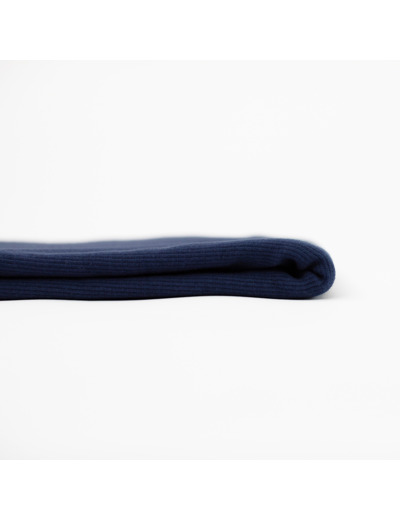 See You at Six - Tissu Jersey Bord-Cotes Uni Couleur Bleu Océana