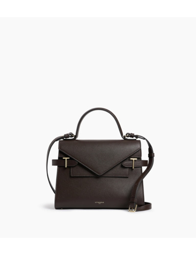Sac à main double rabat moyen modèle Emilie en cuir grainé