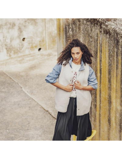 Fibre Mood - Tissu Maille Sherpa "Ember" Uni Blanc Cassé