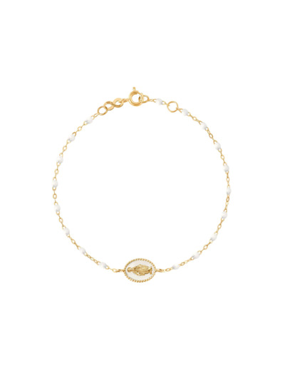 Bracelet Gigi Clozeau Madone en or jaune et résine blanche, taille 17cm