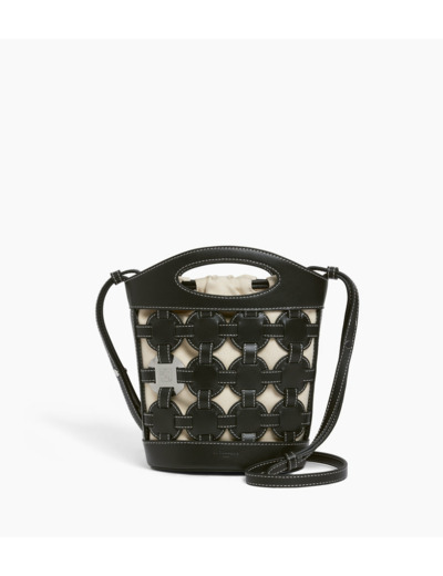Petit sac seau Le Potier en toile coton et cuir lisse