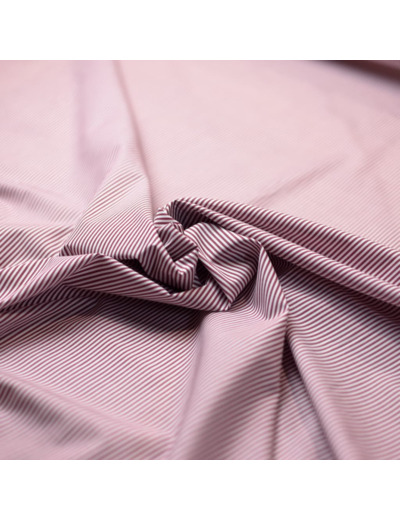 Sélection Coup de coudre - Coton chemise fil à fil – Rayures fines bordeaux et blanches (Copy)