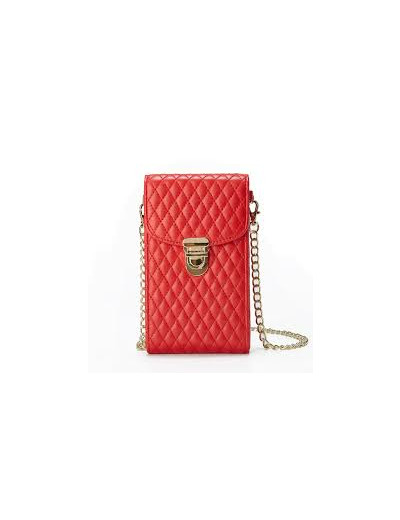 Sac pour Smartphone Cuire Matelassé Rouge
