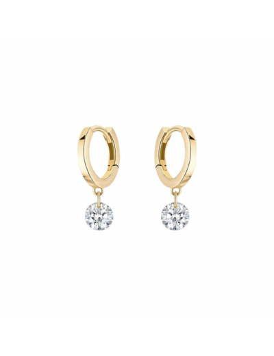 Boucles d'oreilles créoles La Brune & La Blonde 360° en or jaune et diamants de 0.20ct