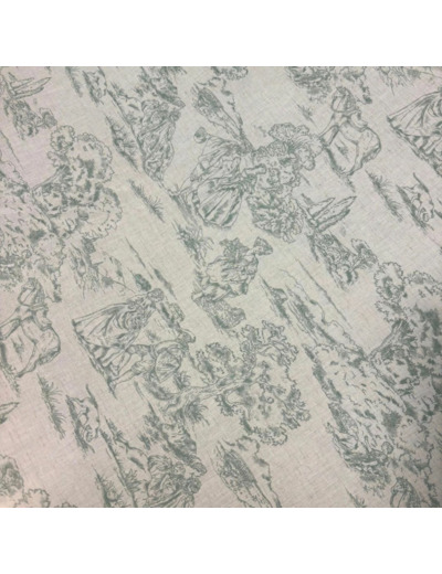 Sélection Coup de Coudre - Tissu en Coton et Lin Toile de Jouy - Vert