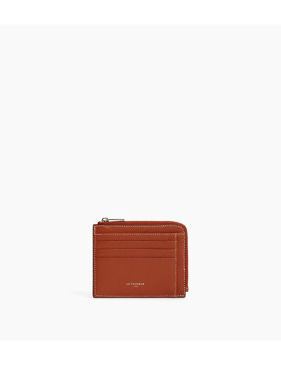Porte cartes zip en L Emile en cuir grainé