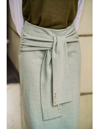 Fibre Mood - Tissu Crêpe de Coton "Mireya" Uni Couleur Celadon