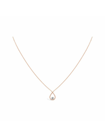 Collier Sarlane Palline Goutte en or rose et diamant taille brillant de 0.15ct monté en Serti Riveté