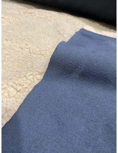 Sélection Coup de Coudre - Tissu Suédine Double Face Sherpa Bleu Denim