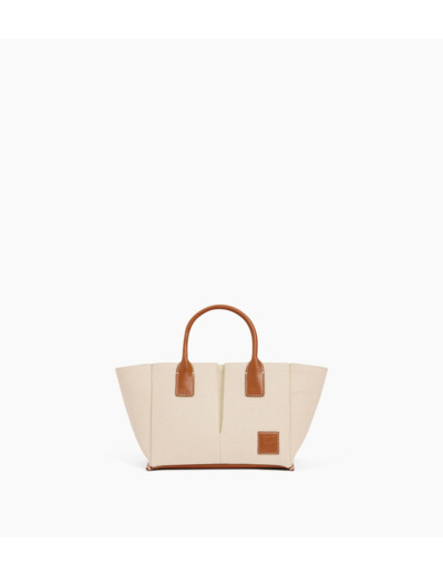 Petit sac à main Elena en toile coton et cuir grainé