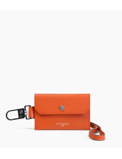 Porte étiquette en cuir grainé