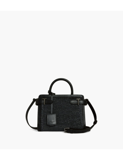 Petit sac à main Emilie effet raphia et cuir lisse