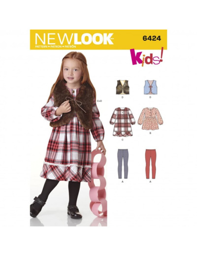 New Look – Patron Enfant Tunique, Robe, Legging et Gilet n°6424 3-8 ans