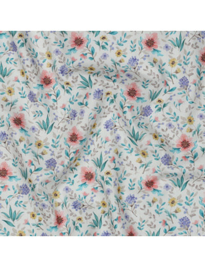 Sélection Coup de coudre - Popeline de Coton Imprimé Fleurs Champêtres