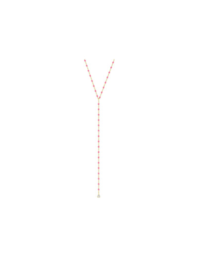 Collier Gigi Clozeau Mini en or jaune et résine rose fluo, taille 50cm