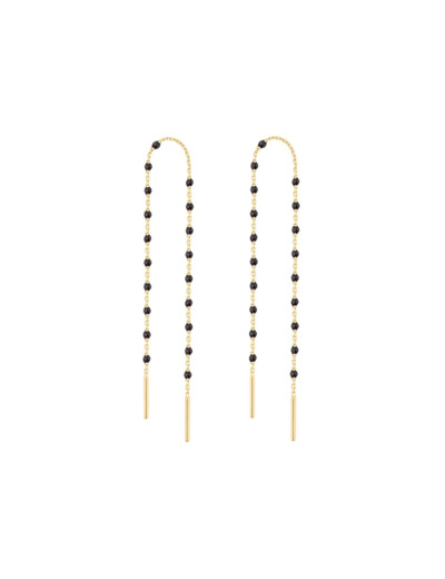 Boucles d'oreilles pendantes Gigi Clozeau Mini en or jaune et résine noir