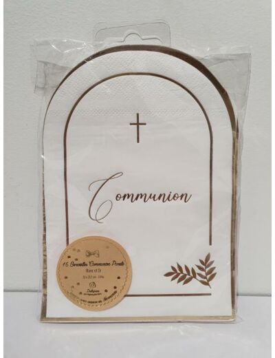 Serviettes communion blanc et or x16