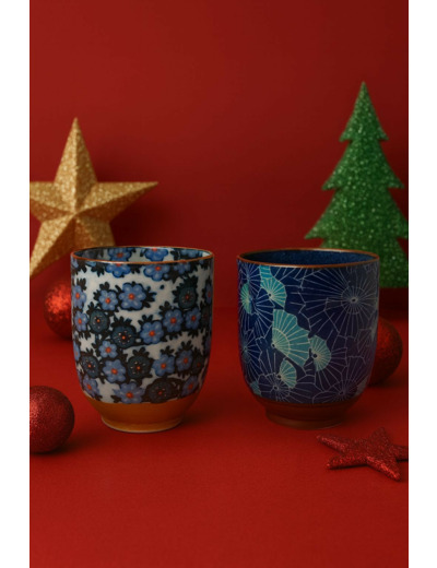 SET 2 TASSES ÉVENTAILS  - JAPON