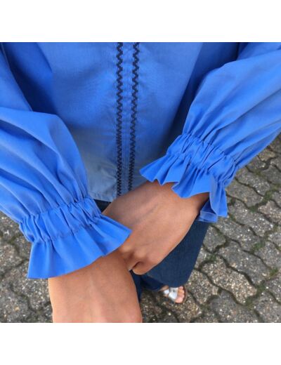 Sélection Coup de coudre - Tissu Popeline de Coton Melangé Uni Couleur Bleu Ciel