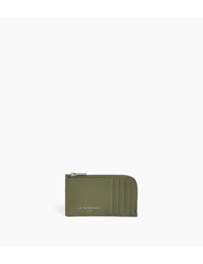 Porte carte large zippé Emile en cuir signature T