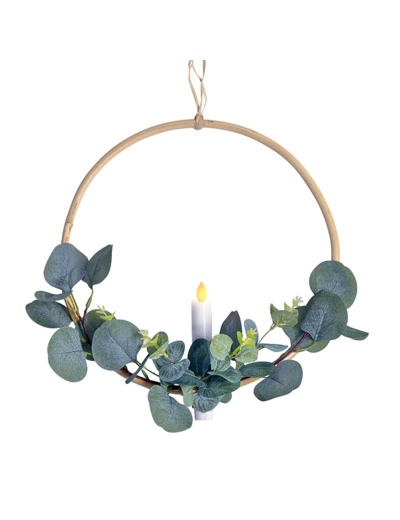 Cercle végétal Eucalyptus et Bougie Led ø 30cm