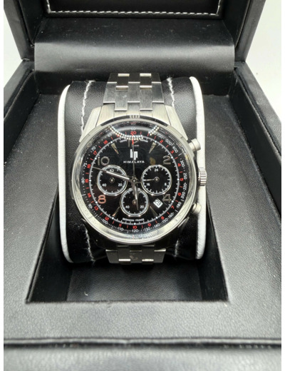 Montre Lip Himalaya Chronographe Quartz cadran noir bracelet acier 40 mm