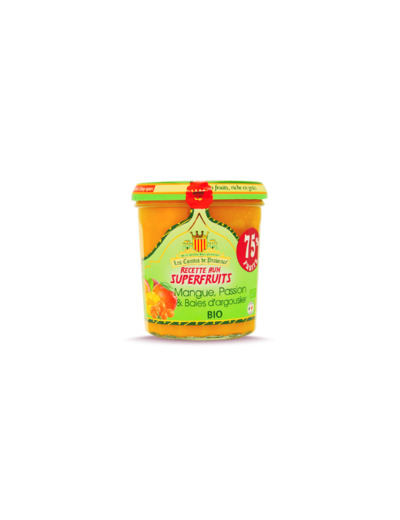 Confiture aux Superfruits Bio Mangue, Passion et Baies d’Argousier au Chaudron 75% de Fruits Les Comtes de Provence 720g