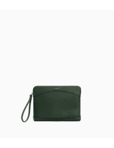 Pochette zippée en cuir grainé
