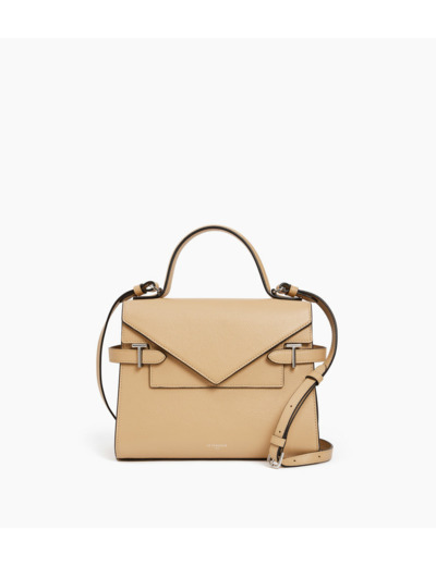 Sac à main double rabat moyen modèle Emilie en cuir grainé