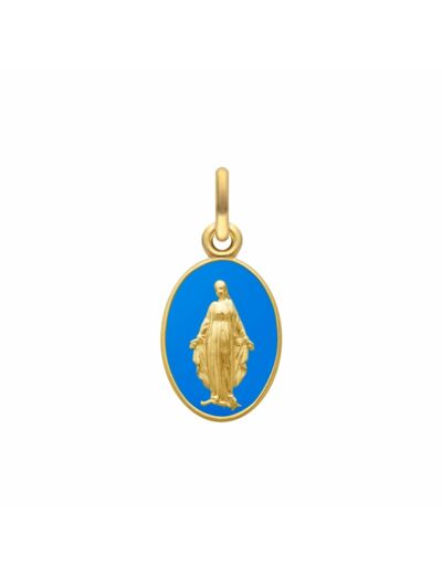 Médaille Arthus Bertrand Vierge Miraculeuse 2 faces 13 mm laque bleu roi or jaune sablé