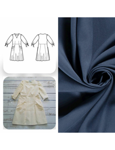 Christine Charles – Kit Couture Robe Eleanora Uni Couleur Bleu Denim