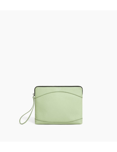 Pochette zippée en cuir grainé