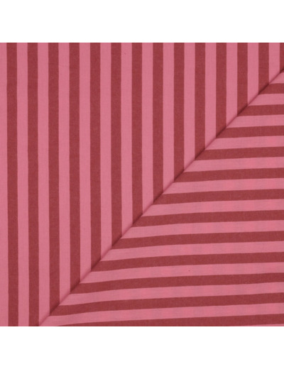 Poppy - Tissu Fil à Fil Rayures Bordeaux/ Rose