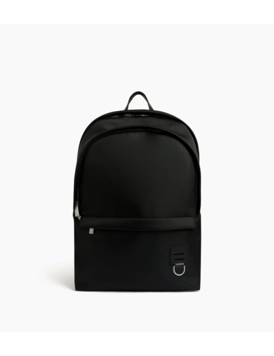 Sac à dos zippé Basile en toile nylon et cuir lisse