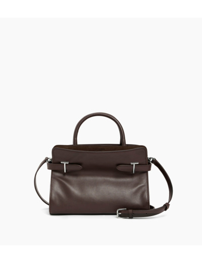 Sac à main moyen modèle Emie en cuir lisse et refente de velours