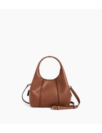 Petit sac à main Juliette en cuir grainé avec surpiqûres