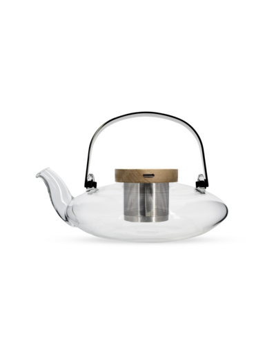 OGO Théière en verre Sophia 0,50L avec filtre en inox et couvercle en bois